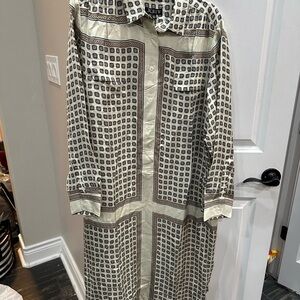 J. Crew Black and Cream Patterned Dress